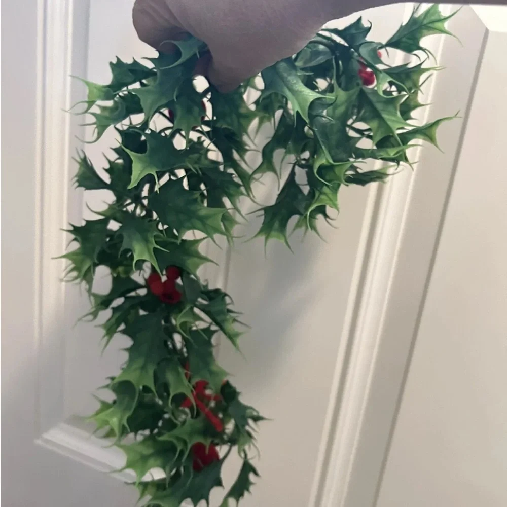 Vtg 1960s Holly & Red Berry Plastic Christmas Garland over 18 Feet!!